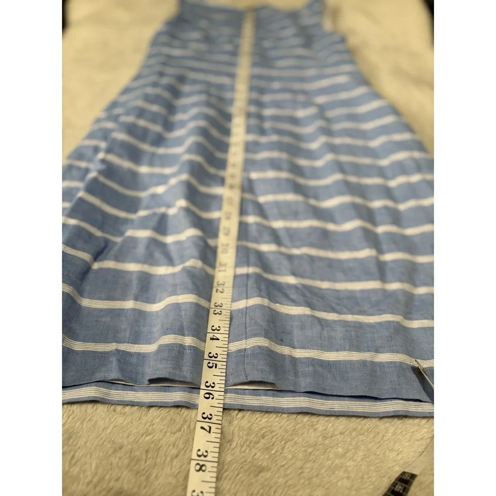 Talbots Linen‎ Blend Chambray Striped Shift Dress Size 6 Blue White Sleeveless
